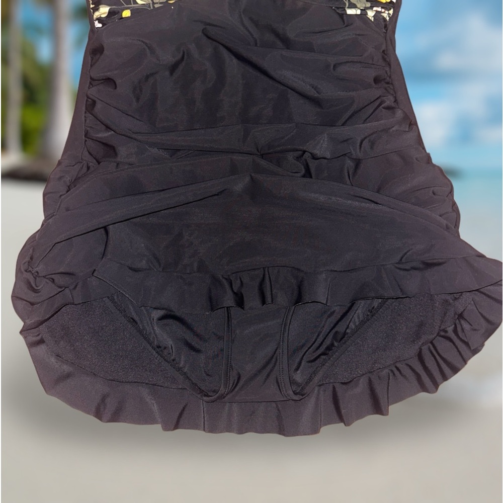 *NWT* Swim Solutions Villa Floral Criss Cross‎ Control Ruffle Swimsuit Size 10 - Picture 6 of 6